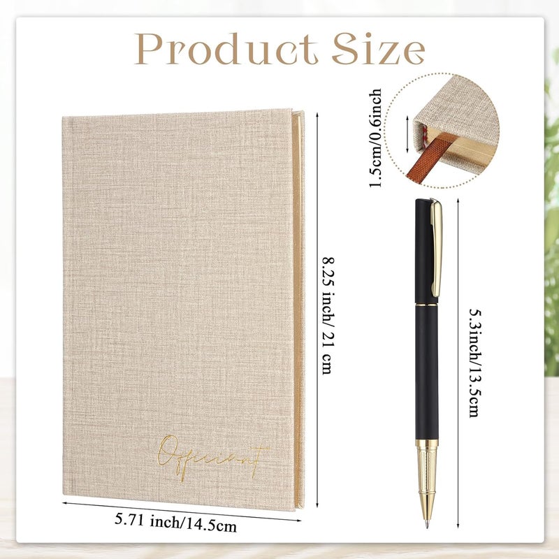 Engrowtic Beige Wedding Officiant Book with Black Ink Pen 5.25 x 8.25 Inch Hardcover Journal Notebook with 192 Pages Officiant Gift Pastor Gift for Wedding Ceremony Sermon Minister (Classic) - Image 2